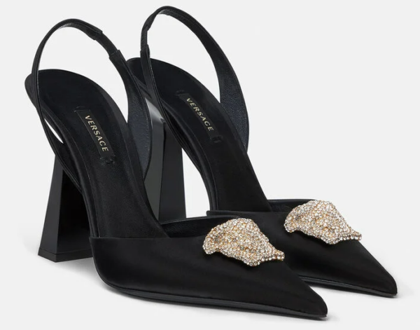 Giày Versace LA Medusa Satin Sling-Back Pumps 1001207-1A00619-1B000 - Ảnh 3
