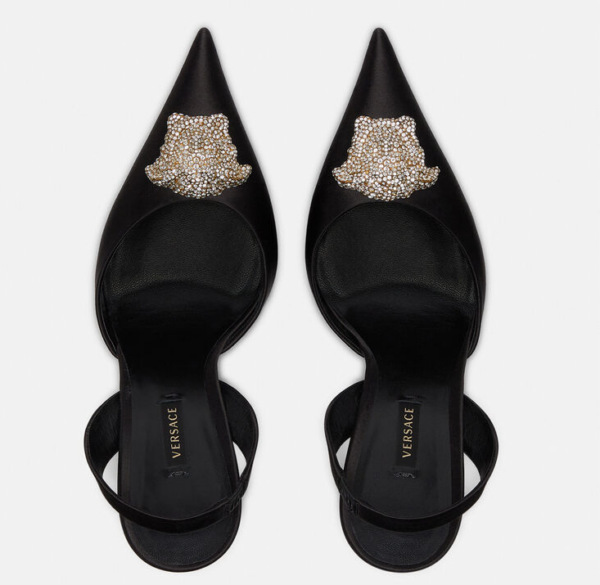 Giày Versace LA Medusa Satin Sling-Back Pumps 1001207-1A00619-1B000 - Ảnh 2