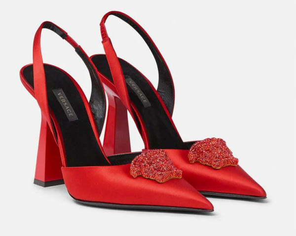 Giày Versace LA Medusa Satin Sling-Back Pumps 1001207-1A00619-1R330 - Ảnh 2