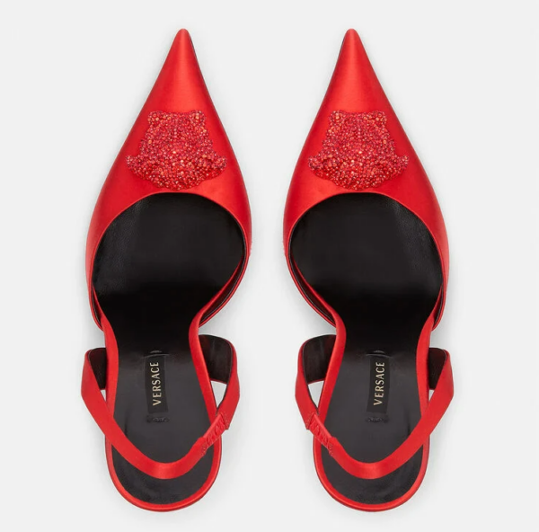 Giày Versace LA Medusa Satin Sling-Back Pumps 1001207-1A00619-1R330 - Ảnh 3
