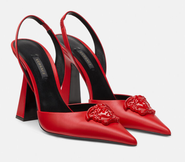 Giày Versace LA Medusa Satin Sling-Back Pumps 1001207-DVT2P-1R260 - Ảnh 2