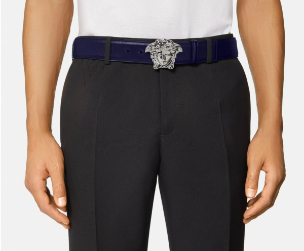 Thắt Lưng Versace La Medusa Leather Belt Blue 1001340-1A00593-1U61E - Ảnh 2
