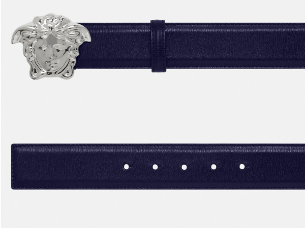 Thắt Lưng Versace La Medusa Leather Belt Blue 1001340-1A00593-1U61E - Ảnh 3