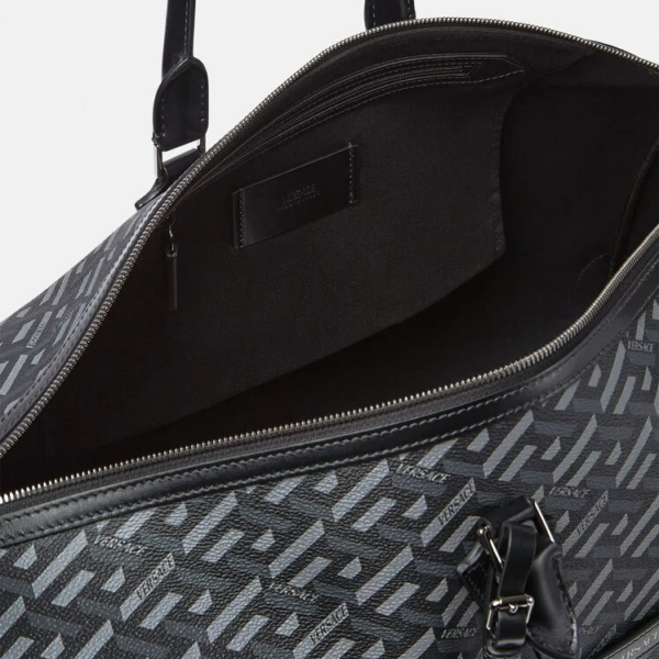Túi Versace La Greca Signature Travel Bag Black Gray 1001766-1A01444-5B05E - Ảnh 3