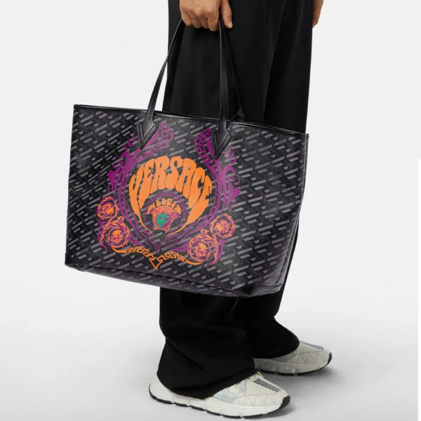 Túi Versace Medusa Music La Greca Tote Black Print 1001767-1A02730-5B44E - Ảnh 5