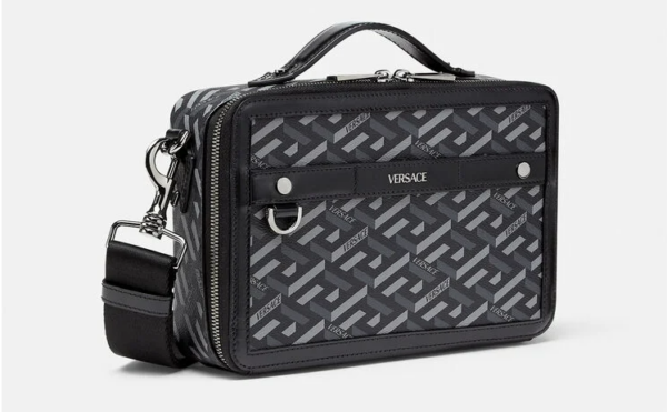 Túi Versace La Greca Signature Messenger Bag Black Gray 1001769-1A01444-5B05E - Ảnh 5