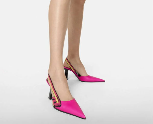 Giày Versace La Greca Signature Sling-Back Pumps 1001831-DVT2P-1PA4V - Ảnh 5