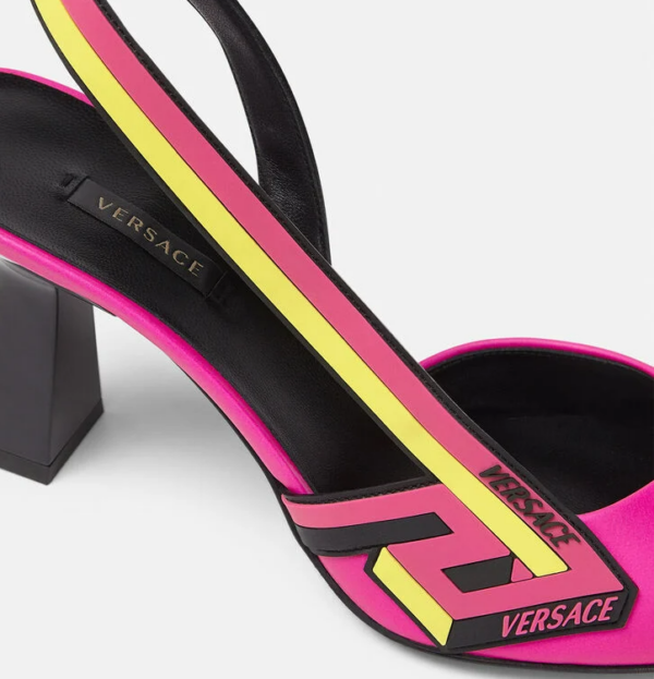 Giày Versace La Greca Signature Sling-Back Pumps 1001831-DVT2P-1PA4V - Ảnh 4