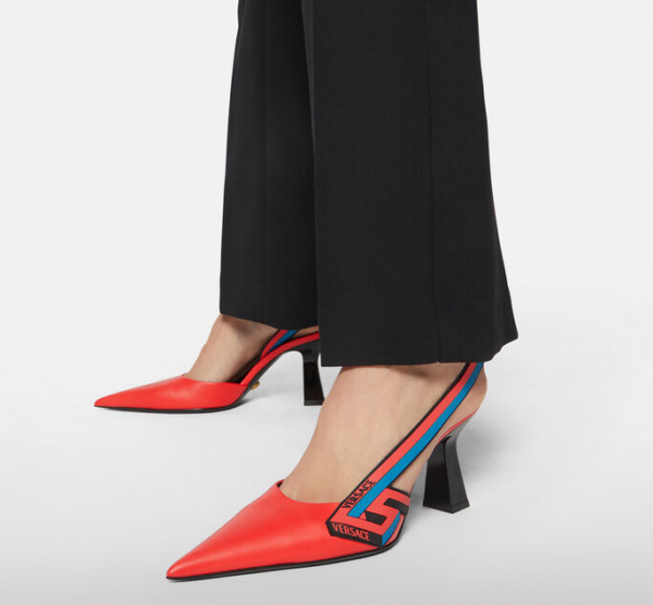 Giày Versace La Greca Signature Sling-Back Pumps 1001831-DVT2P-1R33V - Ảnh 5