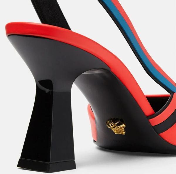 Giày Versace La Greca Signature Sling-Back Pumps 1001831-DVT2P-1R33V - Ảnh 4