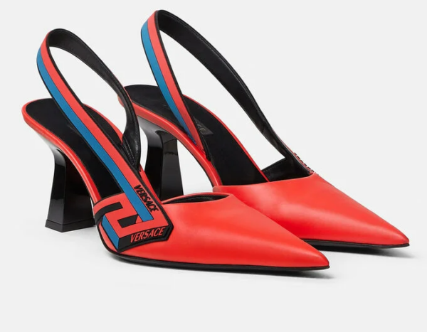 Giày Versace La Greca Signature Sling-Back Pumps 1001831-DVT2P-1R33V - Ảnh 3