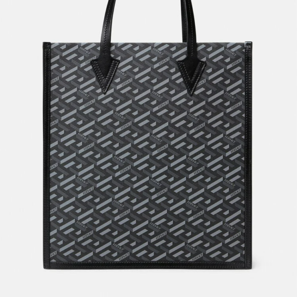 Túi Versace La Greca Signature Tall Tote Bag Black Gray 1003136-1A01444-5B05E - Ảnh 4