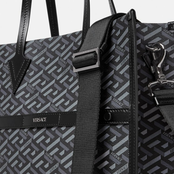 Túi Versace La Greca Signature Tall Tote Bag Black Gray 1003136-1A01444-5B05E - Ảnh 2