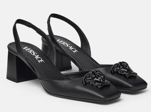 Giày Versace La Medusa Leather Sling-back Pumps 1003138-DVT2P-1B090 - Ảnh 3