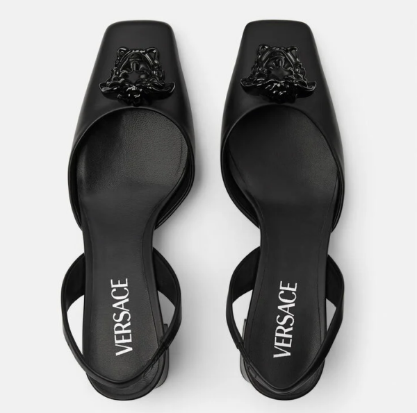 Giày Versace La Medusa Leather Sling-back Pumps 1003138-DVT2P-1B090 - Ảnh 2