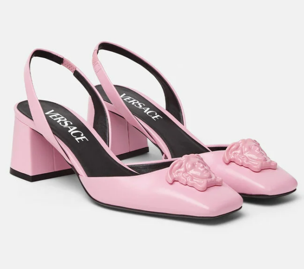 Giày Versace La Medusa Leather Sling-back Pumps 1003138-DVT2P-1P650 - Ảnh 3