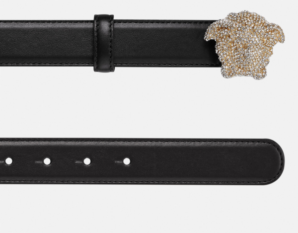 Thắt Lưng Versace La Medusa Crystal Leather Belt Black DCDD442-1A01051-1B00V - Ảnh 2