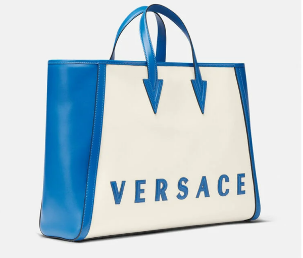 Túi Versace Cabas Logo Tote Blue White DFB8579-DTEVT5-2U37P - Ảnh 5