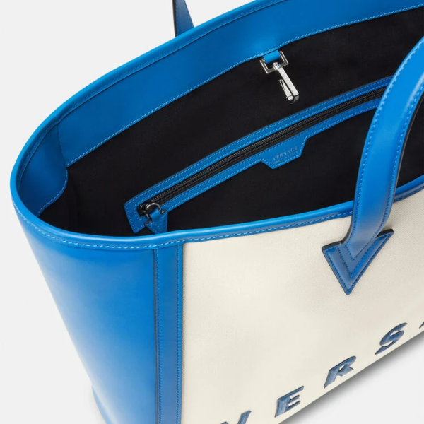 Túi Versace Cabas Logo Tote Blue White DFB8579-DTEVT5-2U37P - Ảnh 2