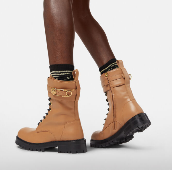 Giày Versace Safety Pin Leather Boots DST419E-DVTA3-1K26V - Ảnh 5