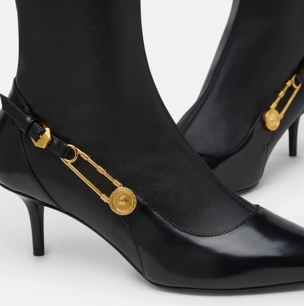 Giày Versace Safety Pin Leather Knee-High Boots DST475H-DNA28-D41OH - Ảnh 2