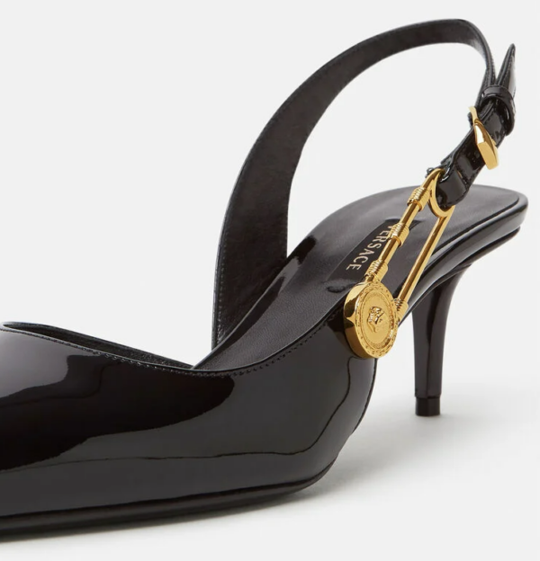 Giày Versace Safety Pin Patent Mid-Heel Pumps DST541H-D2VE-KVO41 - Ảnh 4
