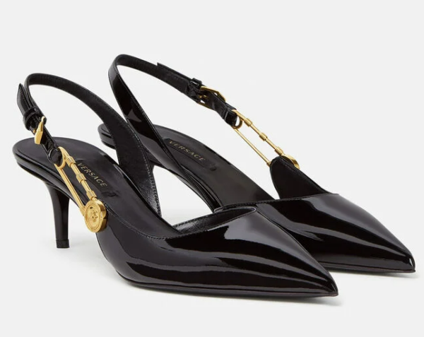 Giày Versace Safety Pin Patent Mid-Heel Pumps DST541H-D2VE-KVO41 - Ảnh 3