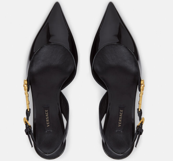 Giày Versace Safety Pin Patent Mid-Heel Pumps DST541H-D2VE-KVO41 - Ảnh 2