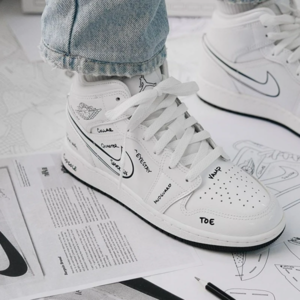 Giày Nike Air Jordan 1 Mid GS ‘Schematic’ DQ1864-100 - Ảnh 4
