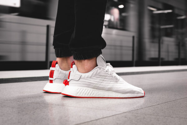 Giày Adidas NMD R2 Runner Primeknit 'White Red' BA7253 - Ảnh 5