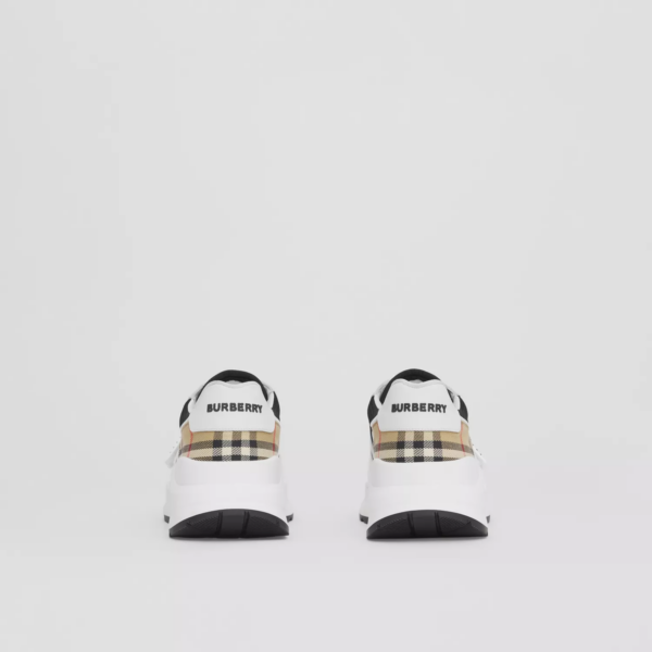 Giày Burberry Suede And Vintage Check Cotton 'Black White' 80518391 - Ảnh 3