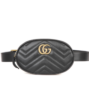 Túi Gucci Logo Detail Chevron Quilted Leather Belt Bag Black 491294 DSVRT 1000