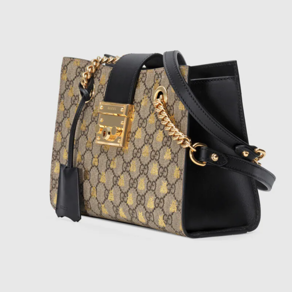 Túi Gucci Padlock Small GG Bees Shoulder GG Supreme Beige - Ảnh 4
