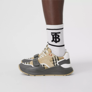 Alternative view of Giày Burberry Vintage Check Suede Leather Grey Beige 80310981