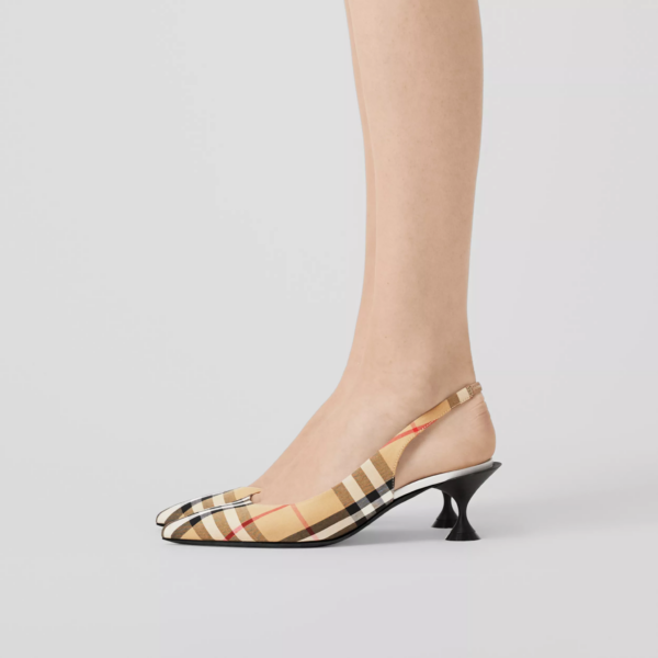 Giày Burberry Wmns Vintage Check Slingback Pumps Beige 80109641 - Ảnh 2
