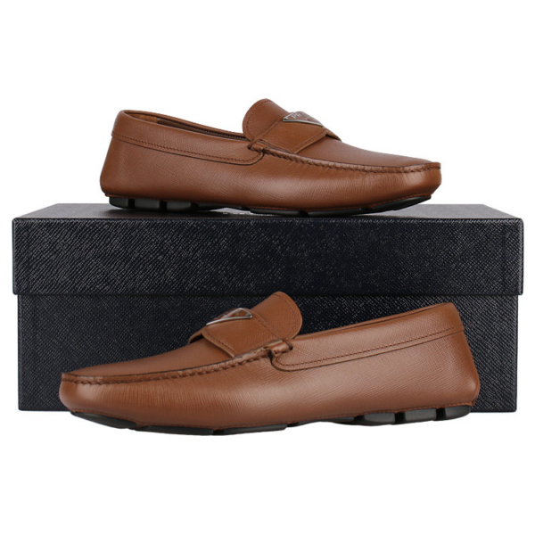 Giày Prada 21FW Saffiano Driving Loafers Brown 2DD164-053-F0BW5 - Ảnh 5