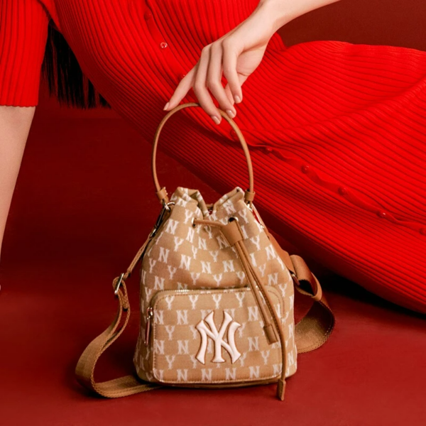 Túi MLB Monogram Jacquard Bucket Bag Beige 32BG34111-50B - Ảnh 6