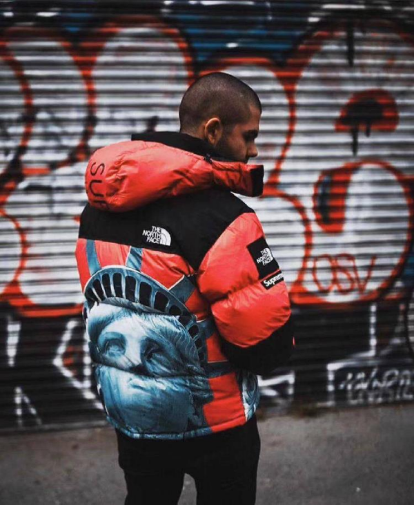 Áo Supreme TNF Liberty Statue Nuptse Jacket Red - Ảnh 4