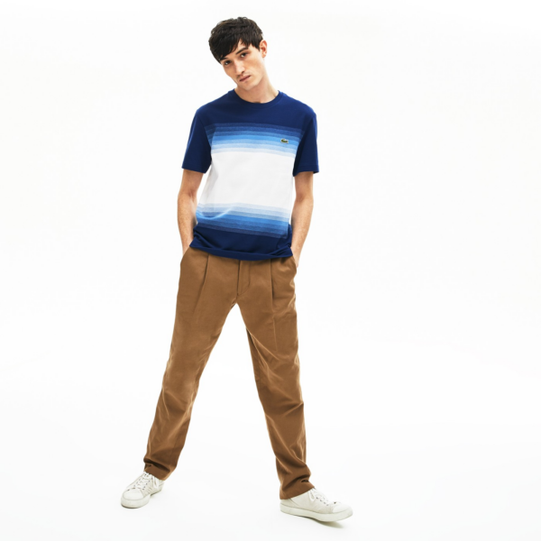 Ao Lacoste Cotton Pique Cotton Crew Neck T-Shirt Navy Blue White TH5074-H6B