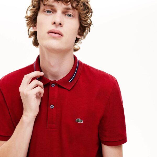Áo Lacoste Polo Striped Accents Cotton Pique Bordeaux PH8522-00-Z1Q - Ảnh 2