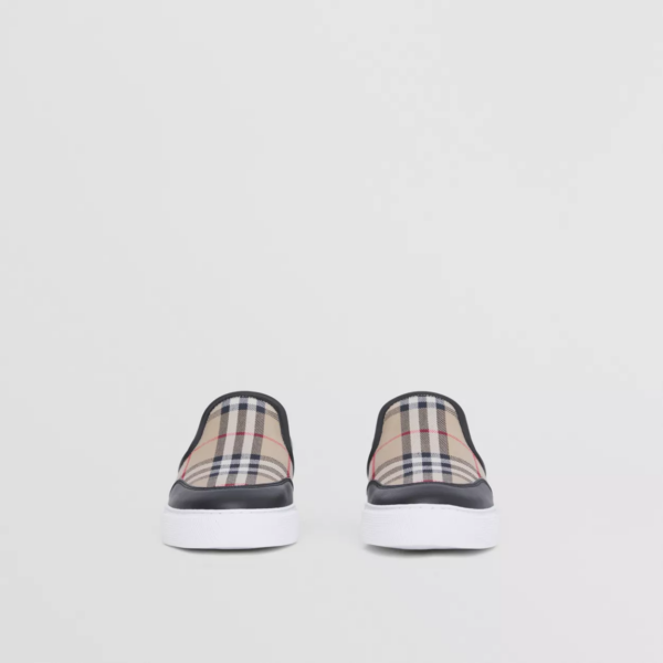 Giày Burberry Leather Vintage Check Slip-on 'Black Beige' 80432131 - Ảnh 2