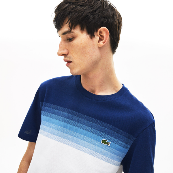 Ao Lacoste Cotton Pique Cotton Crew Neck T-Shirt Navy Blue White TH5074-H6B