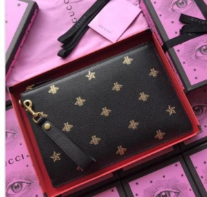 Alternative view of Túi Gucci Bee Star Leather Pouch Black 495066 DJ2KT 8474