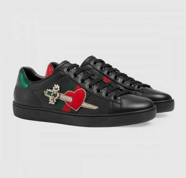 Giày Gucci Ace Leather Embroidered Sneaker 472990-A38G0-1283 - Ảnh 3
