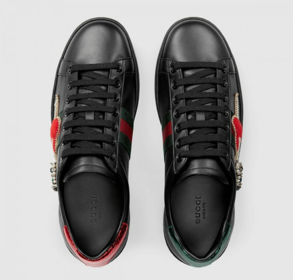 Giày Gucci Ace Leather Embroidered Sneaker 472990-A38G0-1283 - Ảnh 4