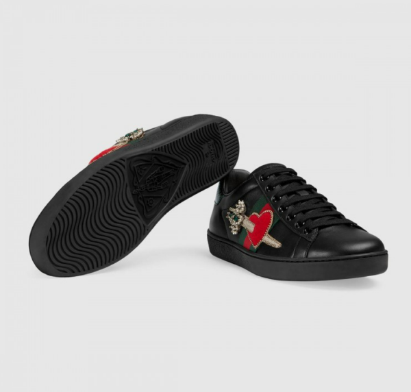 Giày Gucci Ace Leather Embroidered Sneaker 472990-A38G0-1283 - Ảnh 5