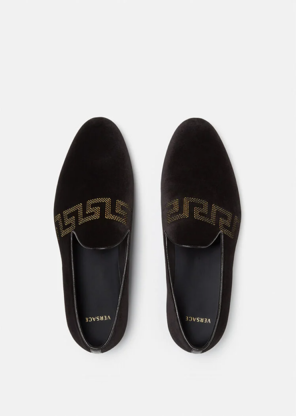 Giày Versace Greca Embroidered Velvet Loafers Print DSU6488-DVL9C-D4191 - Ảnh 2