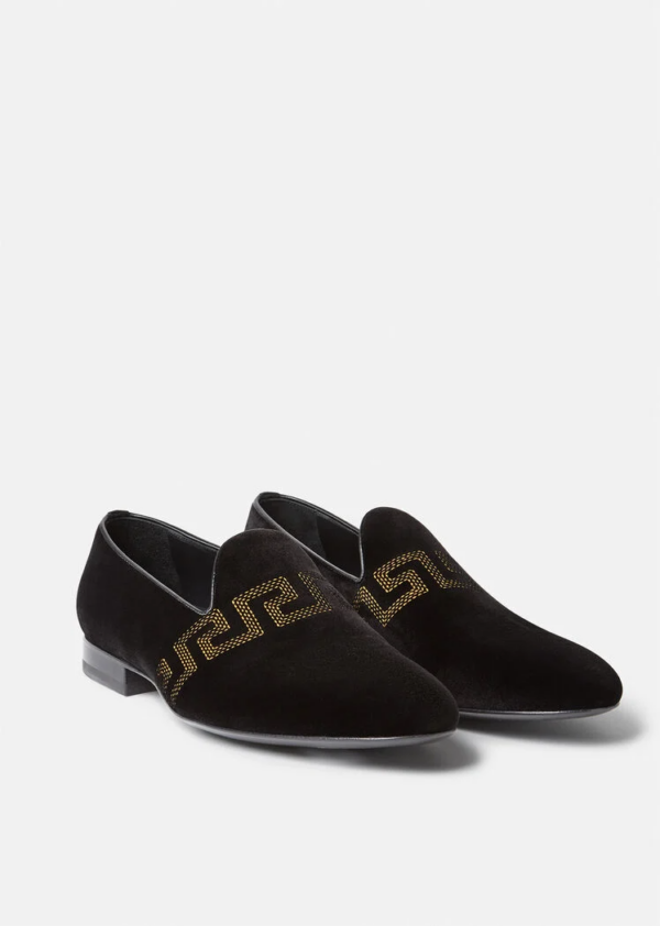 Giày Versace Greca Embroidered Velvet Loafers Print DSU6488-DVL9C-D4191 - Ảnh 3