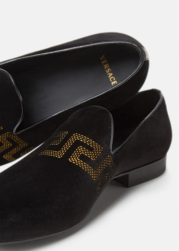 Giày Versace Greca Embroidered Velvet Loafers Print DSU6488-DVL9C-D4191 - Ảnh 4