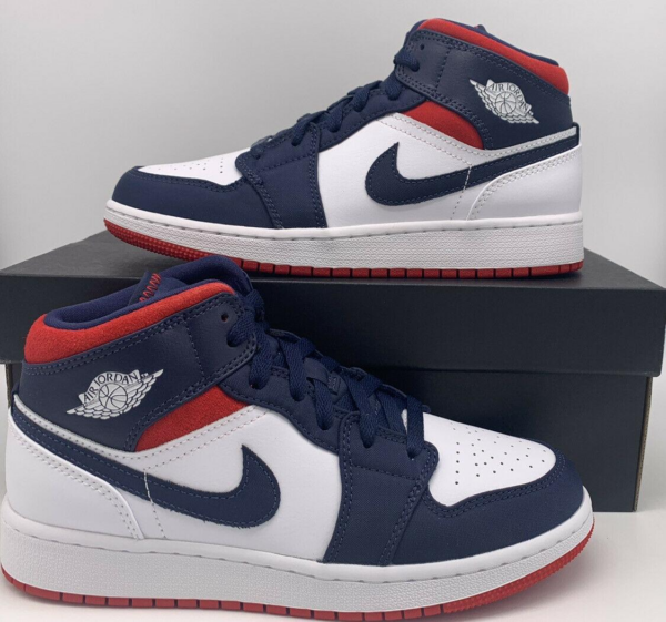 Giày Nike Air Jordan 1 Mid GS 'USA Olympic' BQ6931-104 - Ảnh 6